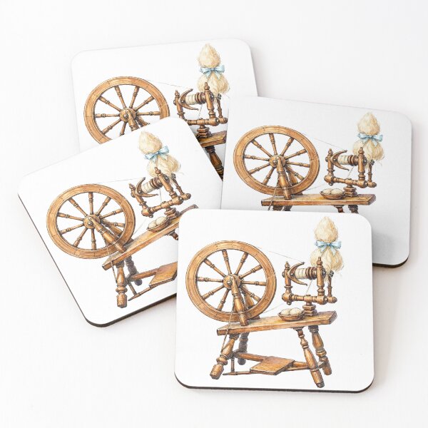 Item preview, Vintage Spinning Wheel Traditional Craft Loom Illustration designed and sold by Digital Duniyah.