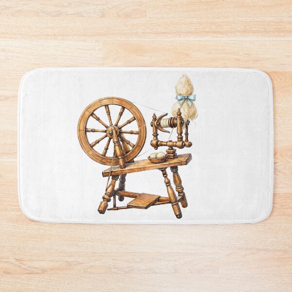 Item preview, Vintage Spinning Wheel Traditional Craft Loom Illustration designed and sold by Digital Duniyah.