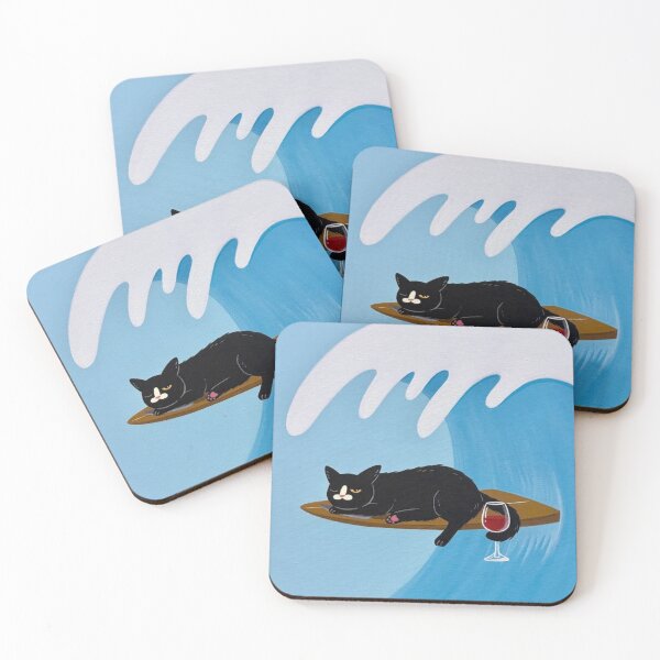Item preview, Just Riding the Wave – Chill Surfing Cat Illustration designed and sold by Cat-tinto.
