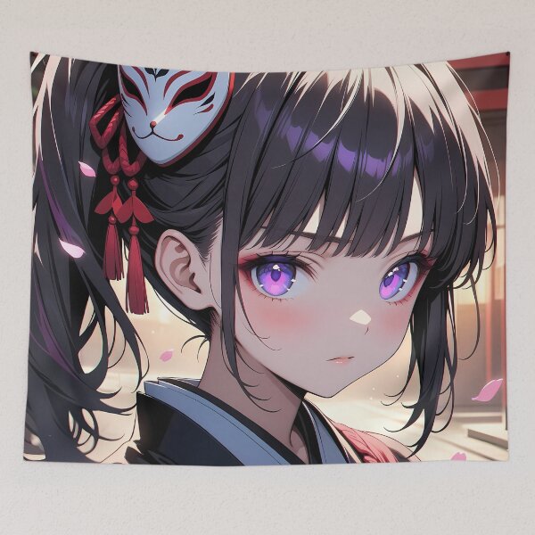 Item preview, Kanao Tsuyuri Demon Slayer Night Festival Black Kimono designed and sold by TanglenRabbit.