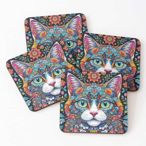 Item preview, Psychedelic Botanical Cat Artwork designed and sold by LEO'S CREATURE　れおずくりーちゃー.