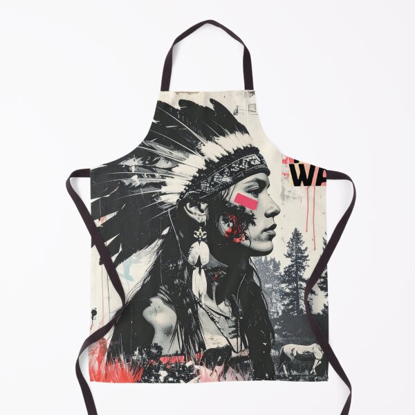 Item preview, Tribal Woman Make Art Not War Collage in grayscale and red designed and sold by thelivingrp.