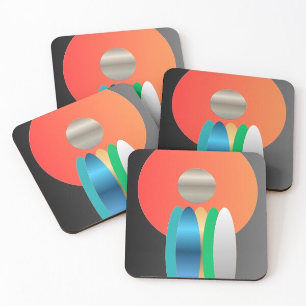 Item preview,  Midnight Totem — Coral Teal and Silver Geometric Abstract designed and sold by Dee Tirang.