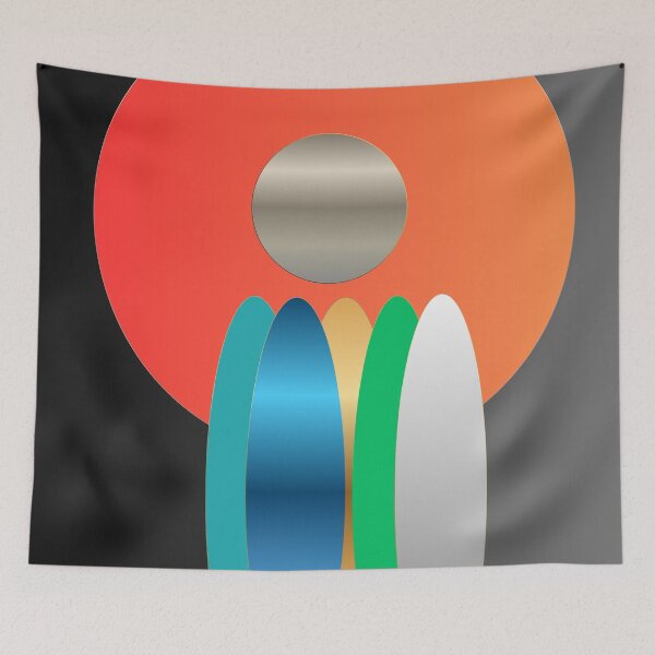Item preview,  Midnight Totem — Coral Teal and Silver Geometric Abstract designed and sold by Dee Tirang.
