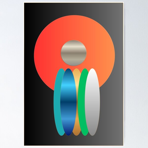 Item preview,  Midnight Totem — Coral Teal and Silver Geometric Abstract designed and sold by Dee Tirang.
