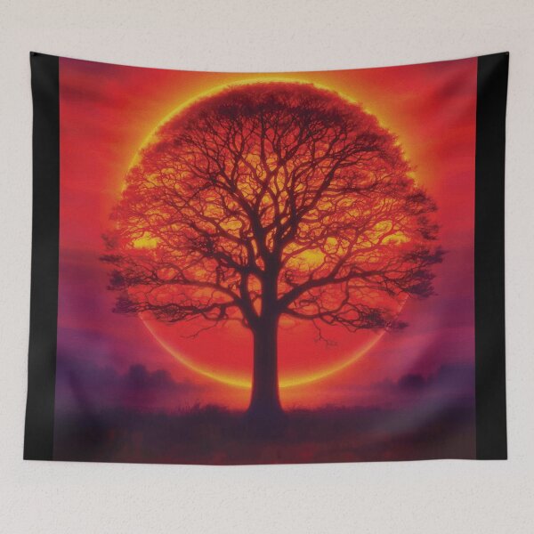 Item preview, Majestic Sunset Tree Silhouette Fire Sky designed and sold by RamyGallery.