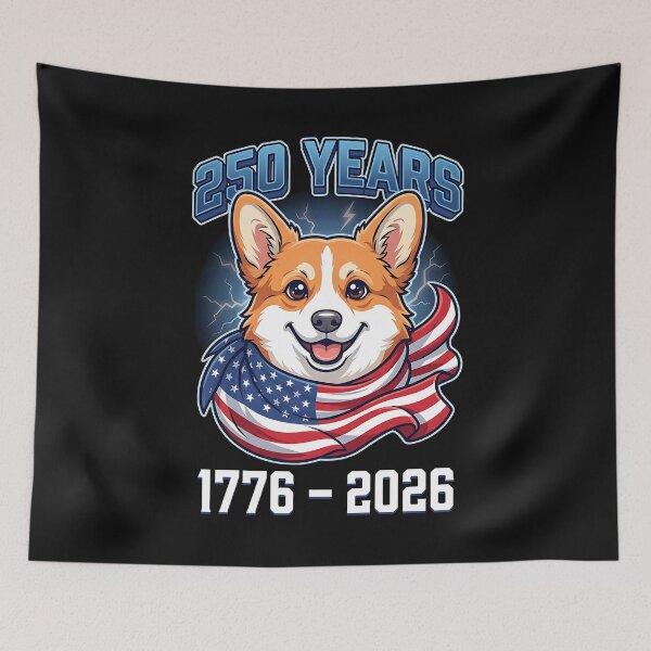 Item preview, 250 Years America Corgi Flag designed and sold by yartyartyart.
