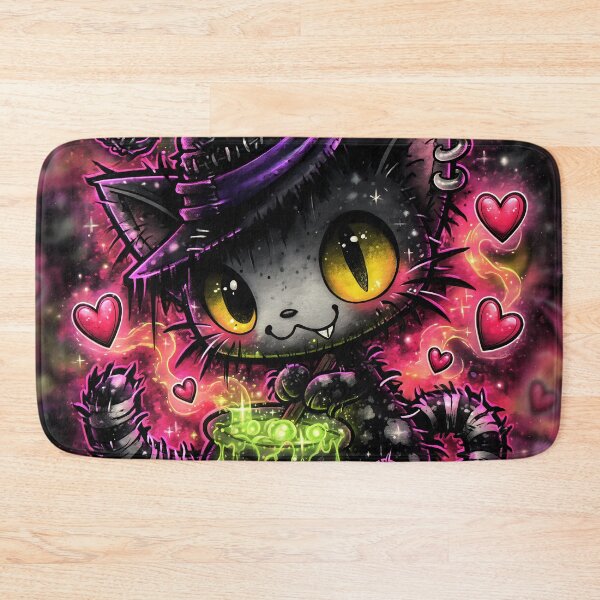 Item preview, Cute Gothic Witch Cat Brewing Potions with Hearts and Dark Magic designed and sold by DonaldWaltersxx.