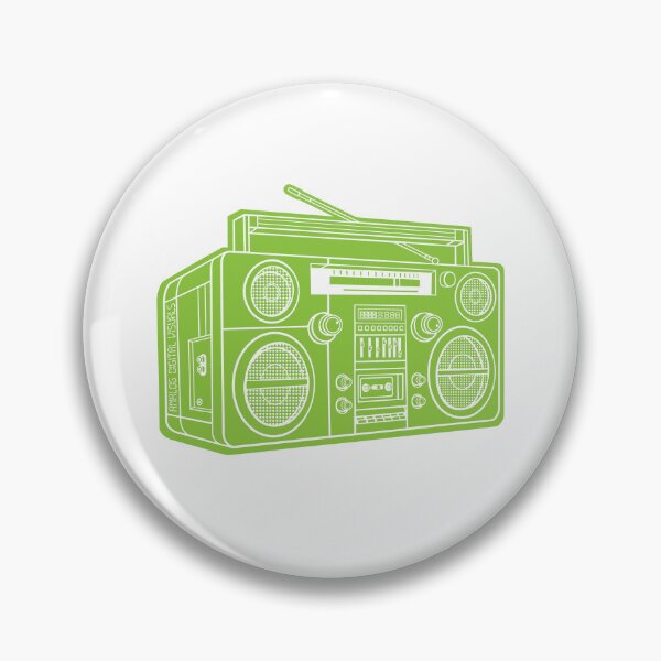 Item preview, Vintage Boombox Hip Hop Graphic Tee (White Lines + Yellow Green Drop Shadow) – Old School Ghetto Blaster Y2K Streetwear T-Shirt designed and sold by analogdigitalvz.
