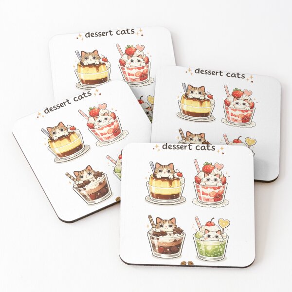Item preview, Dessert Cats | Cute Cat Parfait & Sweet Illustration | Kawaii Cat Collection designed and sold by Monchatra.