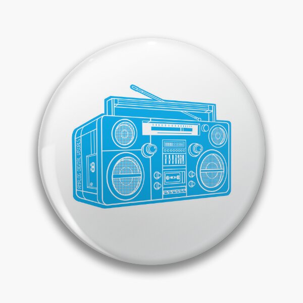 Item preview, Vintage Boombox Hip Hop Graphic Tee (White Lines + Cyan Drop Shadow) – Old School Ghetto Blaster Y2K Streetwear T-Shirt designed and sold by analogdigitalvz.