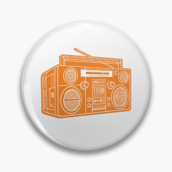 Item preview, Vintage Boombox Hip Hop Graphic Tee (White Lines + Princeton Orange Drop Shadow) – Old School Ghetto Blaster Y2K Streetwear T-Shirt designed and sold by analogdigitalvz.