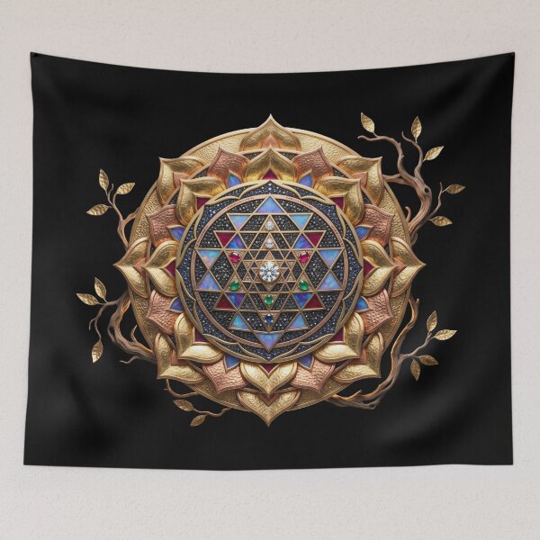 Item preview, Sacred Sri Yantra Designs Gold Mandala Art designed and sold by Digital Duniyah.