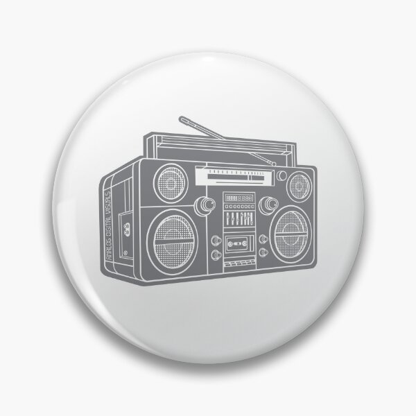 Item preview, Vintage Boombox Hip Hop Graphic Tee (White Lines + Gray Drop Shadow) – Old School Ghetto Blaster Y2K Streetwear T-Shirt designed and sold by analogdigitalvz.