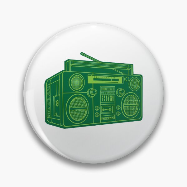 Item preview, Vintage Boombox Hip Hop Graphic Tee (Yellow Green Lines + Cadmium Green Drop Shadow) – Old School Ghetto Blaster Y2K Streetwear T-Shirt designed and sold by analogdigitalvz.