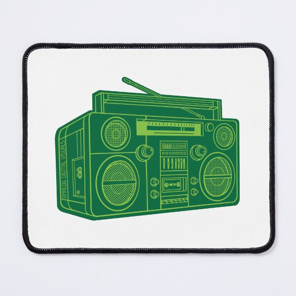 Item preview, Vintage Boombox Hip Hop Graphic Tee (Yellow Green Lines + Cadmium Green Drop Shadow) – Old School Ghetto Blaster Y2K Streetwear T-Shirt designed and sold by analogdigitalvz.