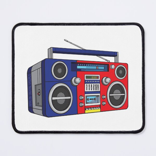 Item preview, Vintage Boombox Hip Hop Graphic Tee (Red + Cosmic Cobalt Colorway) – Old School Ghetto Blaster Y2K Streetwear T-Shirt designed and sold by analogdigitalvz.