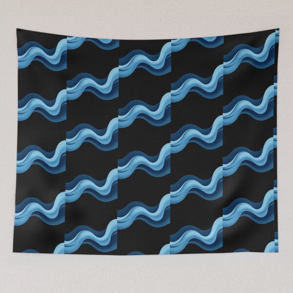Item preview, Minimalist Blue Abstract Wave Fluid Motion Art designed and sold by artlife4.