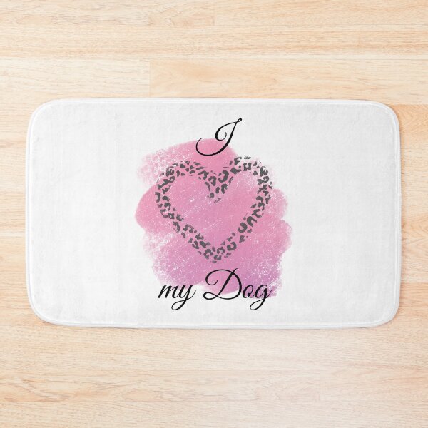Item preview, I Love my Dog Leopard Print Heart with Pink Background designed and sold by jeweleddesigns.