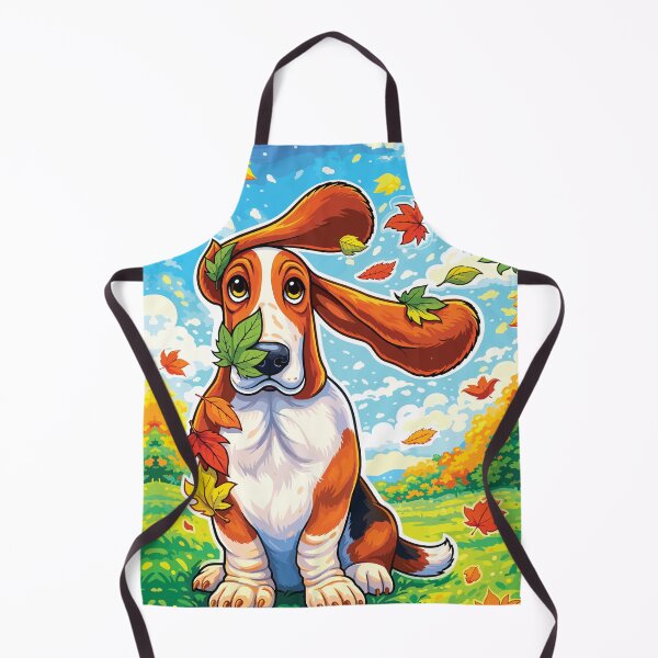Item preview, Playful Basset Hound Autumn Leaves Cartoon designed and sold by RamyGallery.