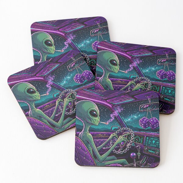 Item preview, Alien Low Rider Night Drive Cosmic Cruise Neon Space Vibes designed and sold by SeriouslyArtistical.