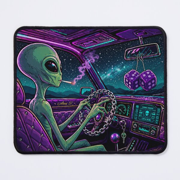 Item preview, Alien Low Rider Night Drive Cosmic Cruise Neon Space Vibes designed and sold by SeriouslyArtistical.