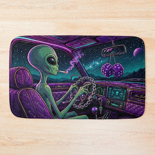 Item preview, Alien Low Rider Night Drive Cosmic Cruise Neon Space Vibes designed and sold by SeriouslyArtistical.