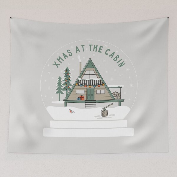 Item preview, xmas at the cabin snow globe designed and sold by cabinsupplyco.