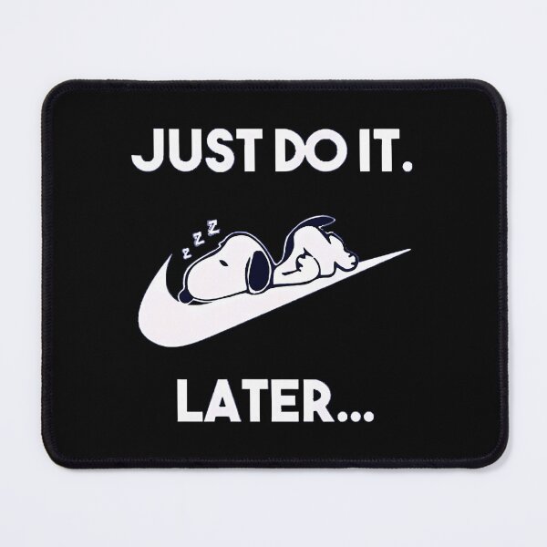 Item preview, Sleeping Snoopy Nikes Swoosh Parody Just Do It Late designed and sold by JonathalIngham.