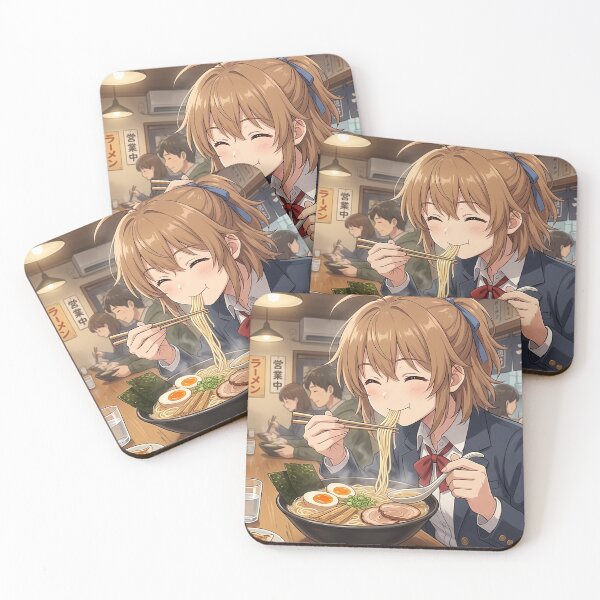 Item preview, Kawaii Anime Girl Eating Ramen – Aesthetic Japanese Noodle Soul Food designed and sold by CattlettArt.
