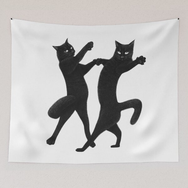 Item preview, Dancing black cats designed and sold by Valeriya Korenkova Kodamorkovkart.