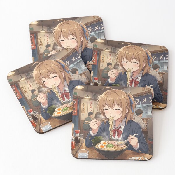 Item preview, Anima Girl eating Ramen - Japanese Pop Art - Kawaii Anime - Noodles designed and sold by CattlettArt.