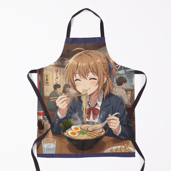 Item preview, Anima Girl eating Ramen - Japanese Pop Art - Kawaii Anime - Noodles designed and sold by CattlettArt.