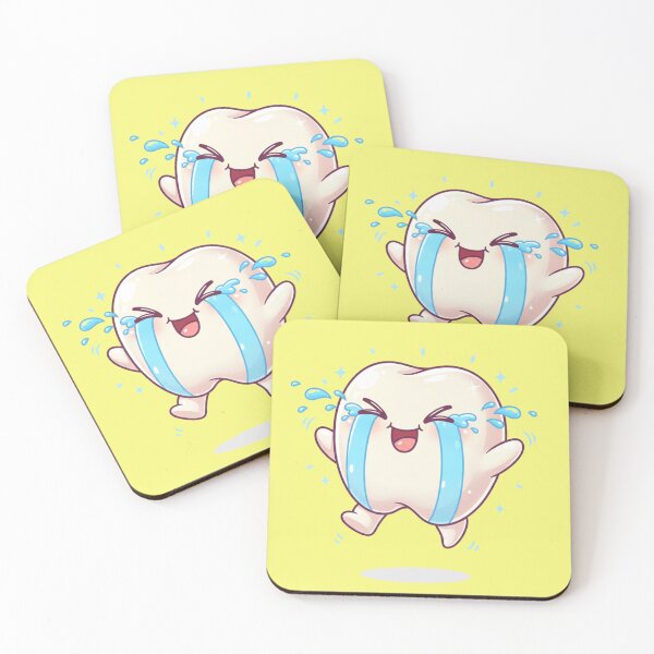 Item preview, Crying Tooth Happy Tears Kawaii Dental Art Cute Smiling Tooth Character for Dentists and Kids designed and sold by bvdesignart.
