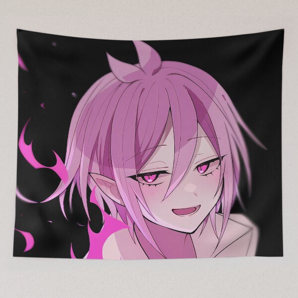 Item preview, Alice Asmodeus Iruma Kun Pink Flame Minimal Demon Smile designed and sold by 108Recordings.