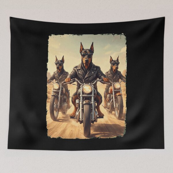 Artikelvorschau, Lustiges Dobermann-Pinscher-Motorrad-Meme für Hundeliebhaber entworfen und verkauft von DoodleTortle.