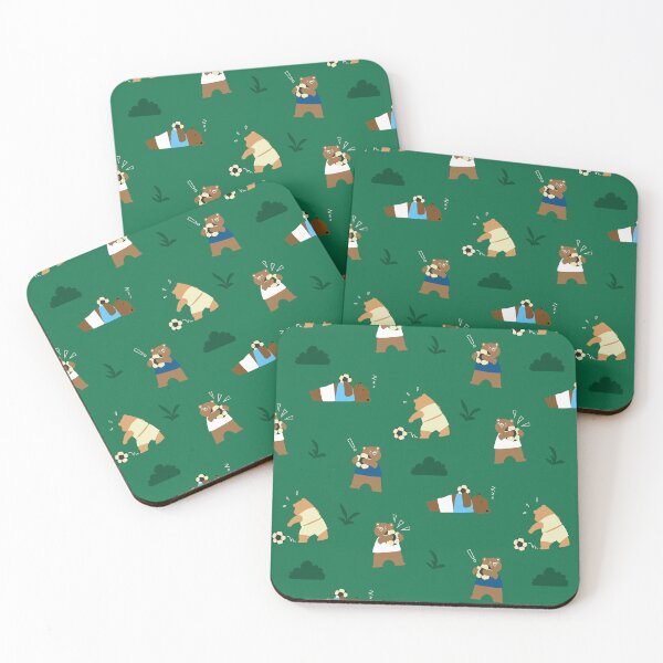 Item preview, Whimsical Soccer Bear Sage Green Nursery Decor Soft Masculine Kids Pattern designed and sold by studiomamabara.