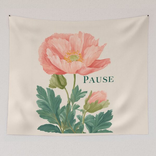 Item preview, Poppy Pause – Minimal Floral Illustration with Calm Botanical Typography designed and sold by BobaBunny76.