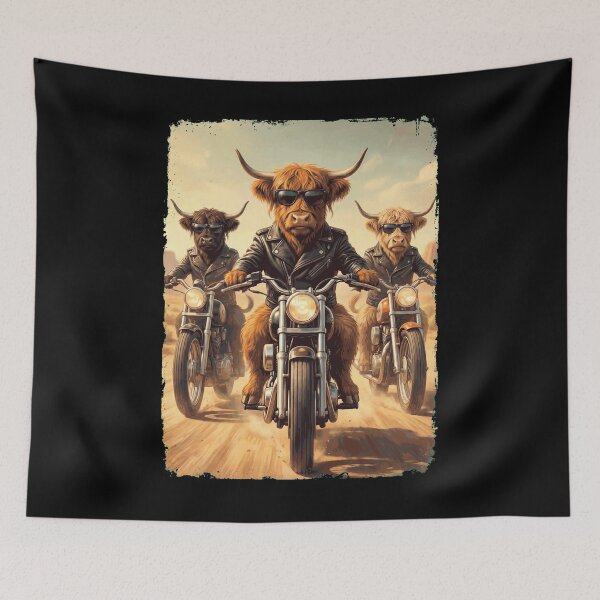 Item preview, Funny Highland Cow Motorcycle Meme Animal Lover designed and sold by DoodleTortle.