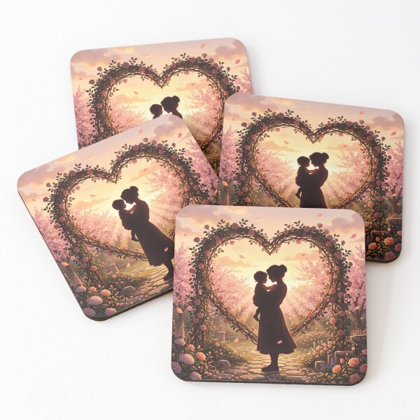 Item preview, Mother Child Silhouette in Blooming Garden Heart designed and sold by Common-Standard.