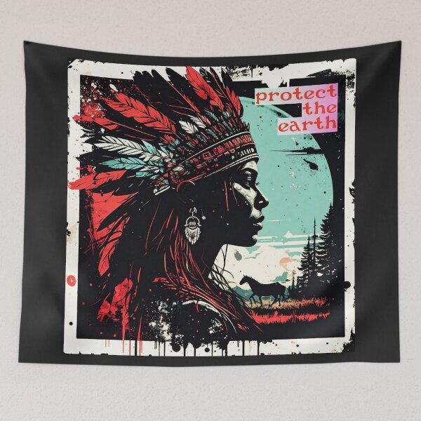 Item preview, Protect the Earth - Indigenous Woman Nature Collage designed and sold by thelivingrp.