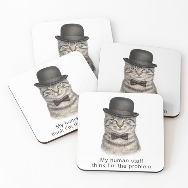 Item preview, My Human Staff Think I’m the Problem – Arrogant Grey Cat T-Shirt Design designed and sold by FunscapeHQ.