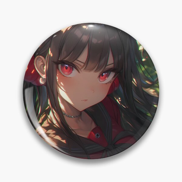 Item preview, Maki Harukawa Danganronpa Red Eyes Forest Dappled Light Serious Mood designed and sold by 108Recordings.