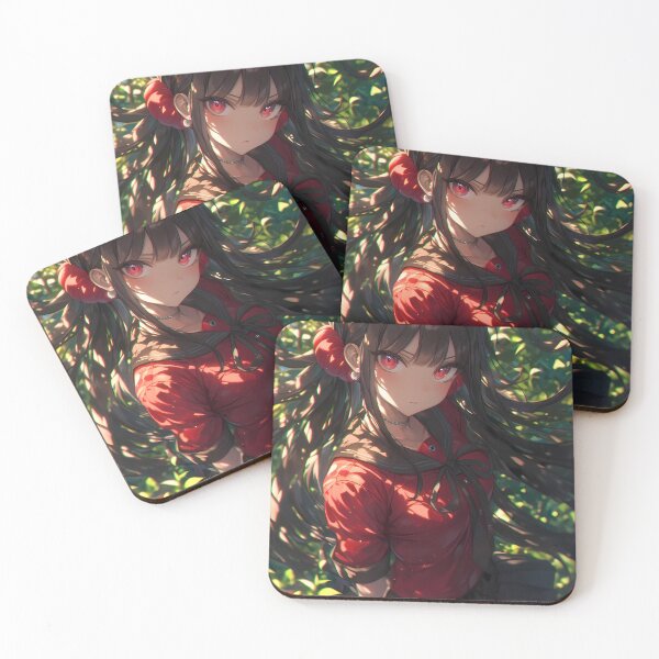 Item preview, Maki Harukawa Danganronpa Red Eyes Forest Dappled Light Serious Mood designed and sold by 108Recordings.