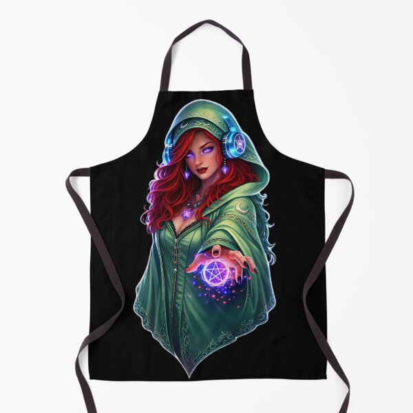 Item preview, Neon Witch Gamer Girl Magic Headphones Art designed and sold by KnitOfShadoF.