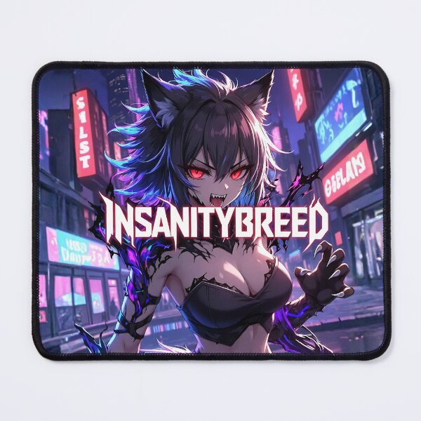 Item preview, insanitybreed Another - Cyberpunk Wolf Girl with Red Eyes | Dark Streetwear Graphic Tee designed and sold by INSANITYBREED.