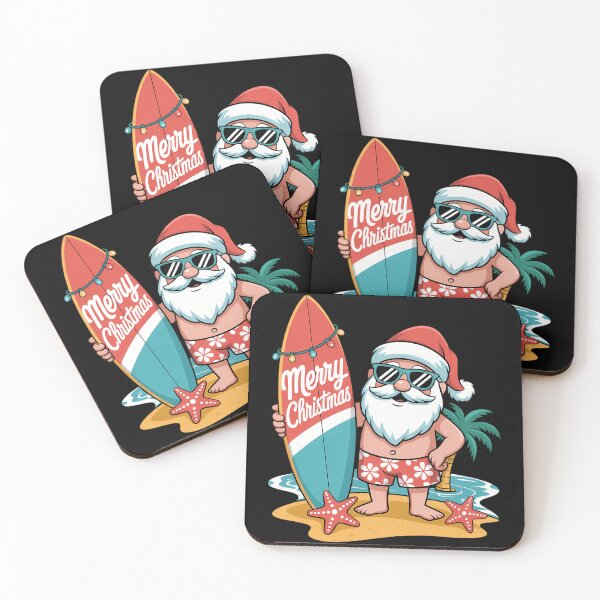 Item preview, Santa Surfing Hawaiian Beach Christmas in July Tropical Xmas designed and sold by TrinaEspinoza.