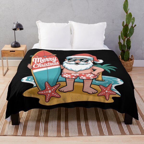 Item preview, Santa Surfing Hawaiian Beach Christmas in July Tropical Xmas designed and sold by TrinaEspinoza.