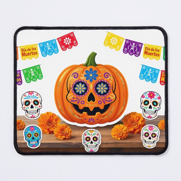 Item preview, A vibrant Day of the Dead celebration with colorful decorations on transparent background designed and sold by Creative88Art.