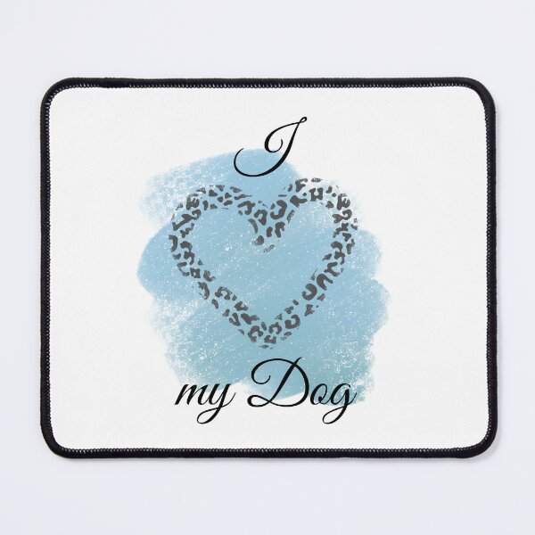 Item preview, I Love my Dog Leopard Print Heart with Blue-gray Background designed and sold by jeweleddesigns.
